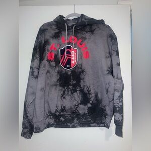 ST LOUIS SC Sweatshirt Hoodie Grey Red Distressed Tie-dye Soccer MLS Vintage